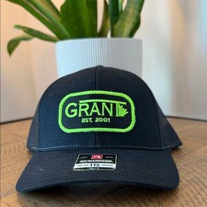 GRANI Black Trucker Hat with Neon Green Patch